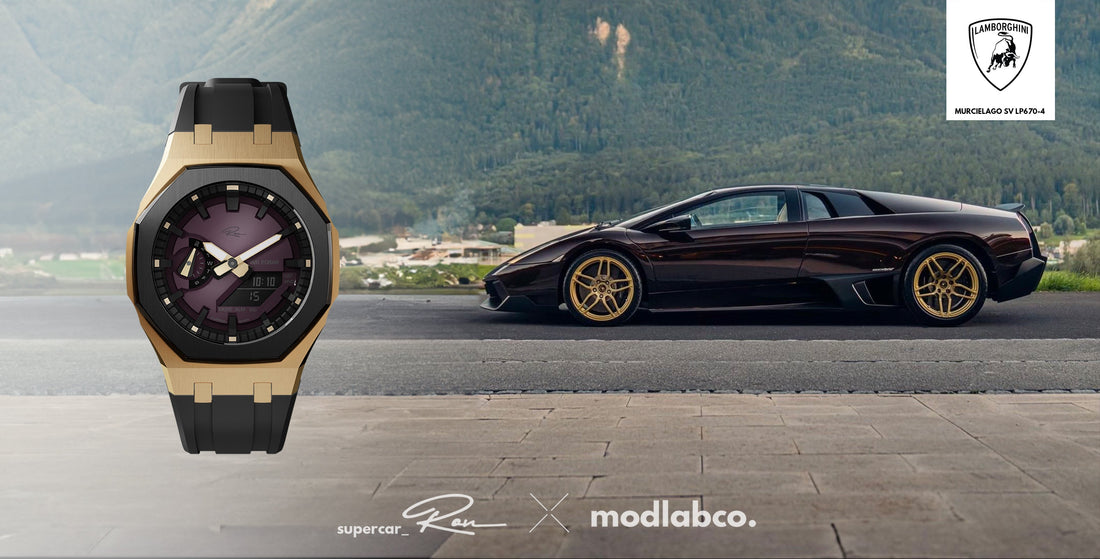 modlab company x Supercar Ron custom watch with the Lamborghini Murcielago SV